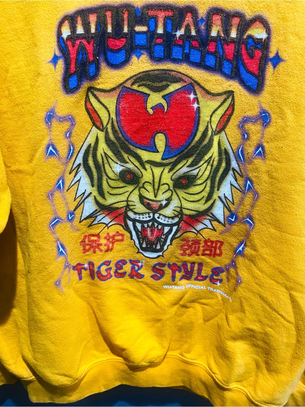 Vintage Unisex Official Wu-Tang Tiger Style Yellow Graphic Sweatshirt - Picture 2 of 5